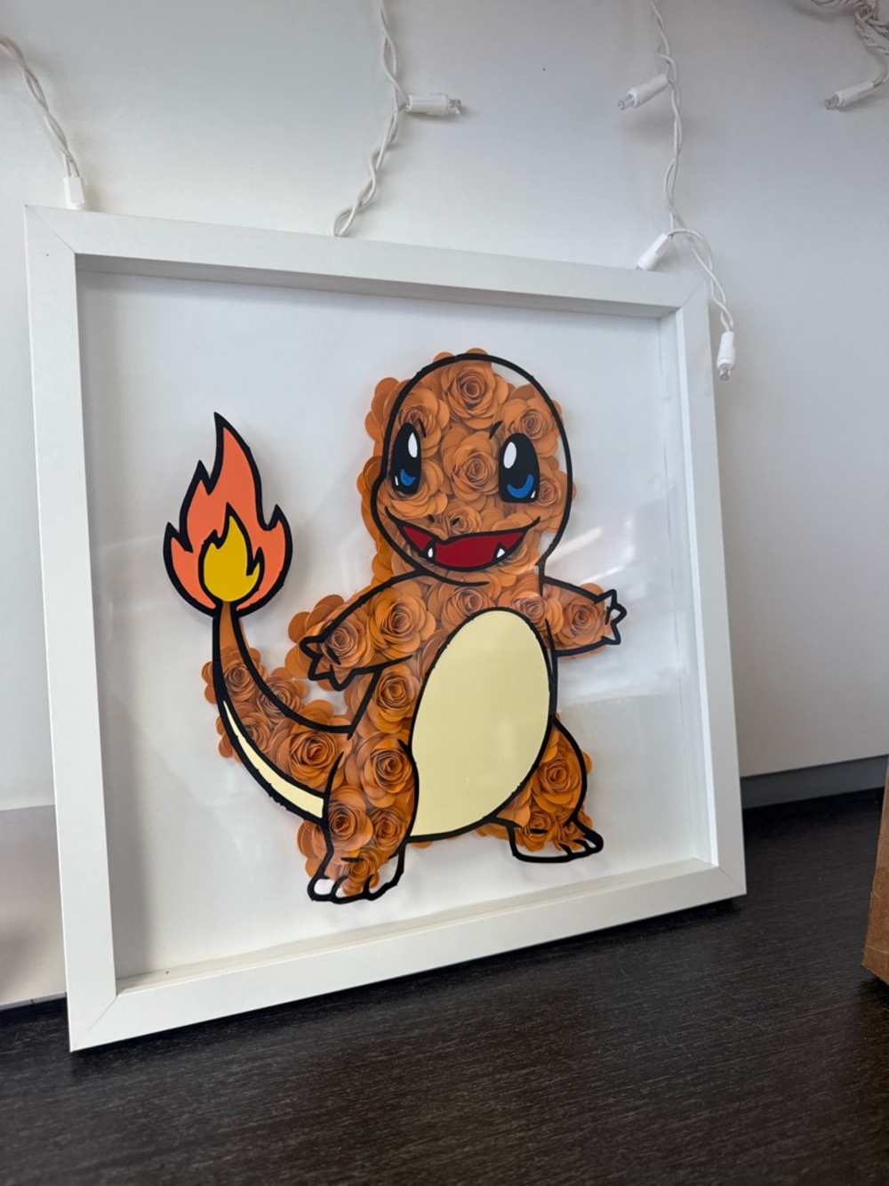 Pokemon Charmander Floral Art - Orange, Yellow, Black